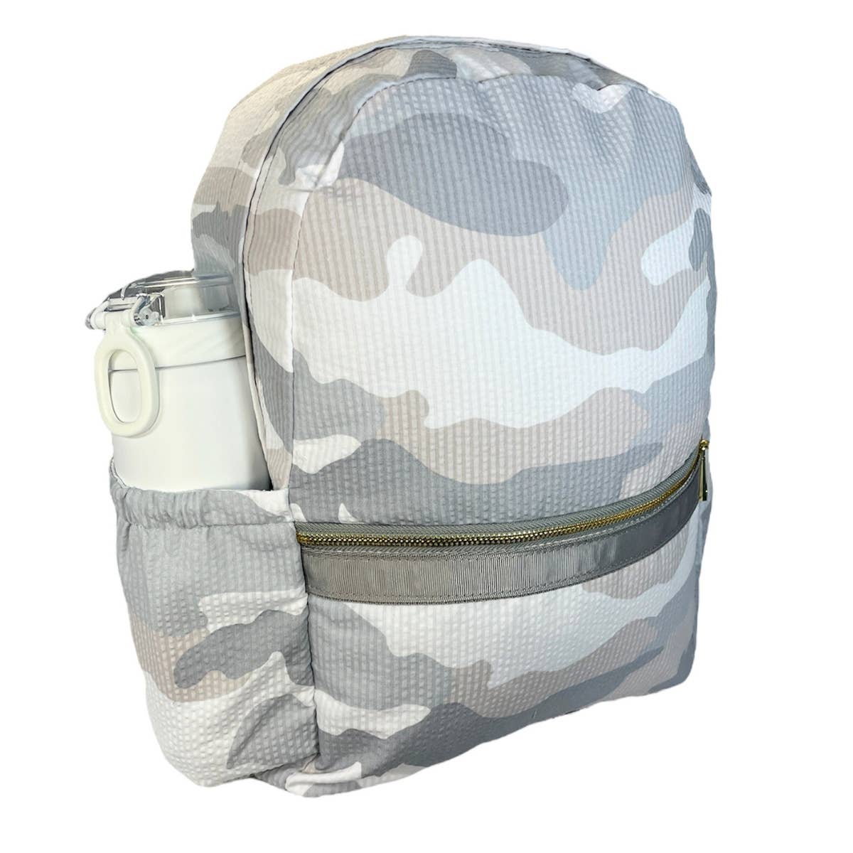 Snow Camo Seersucker Medium Backpack w/ Pocket | Mint