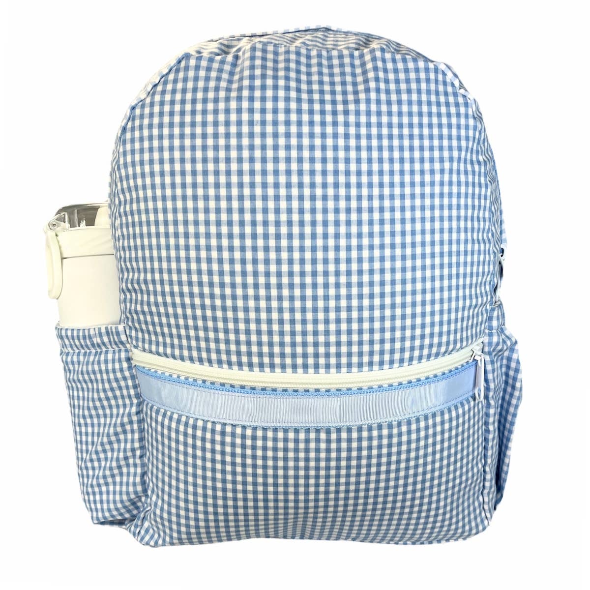 Baby Blue Gingham Medium Backpack w/ Pocket | Mint