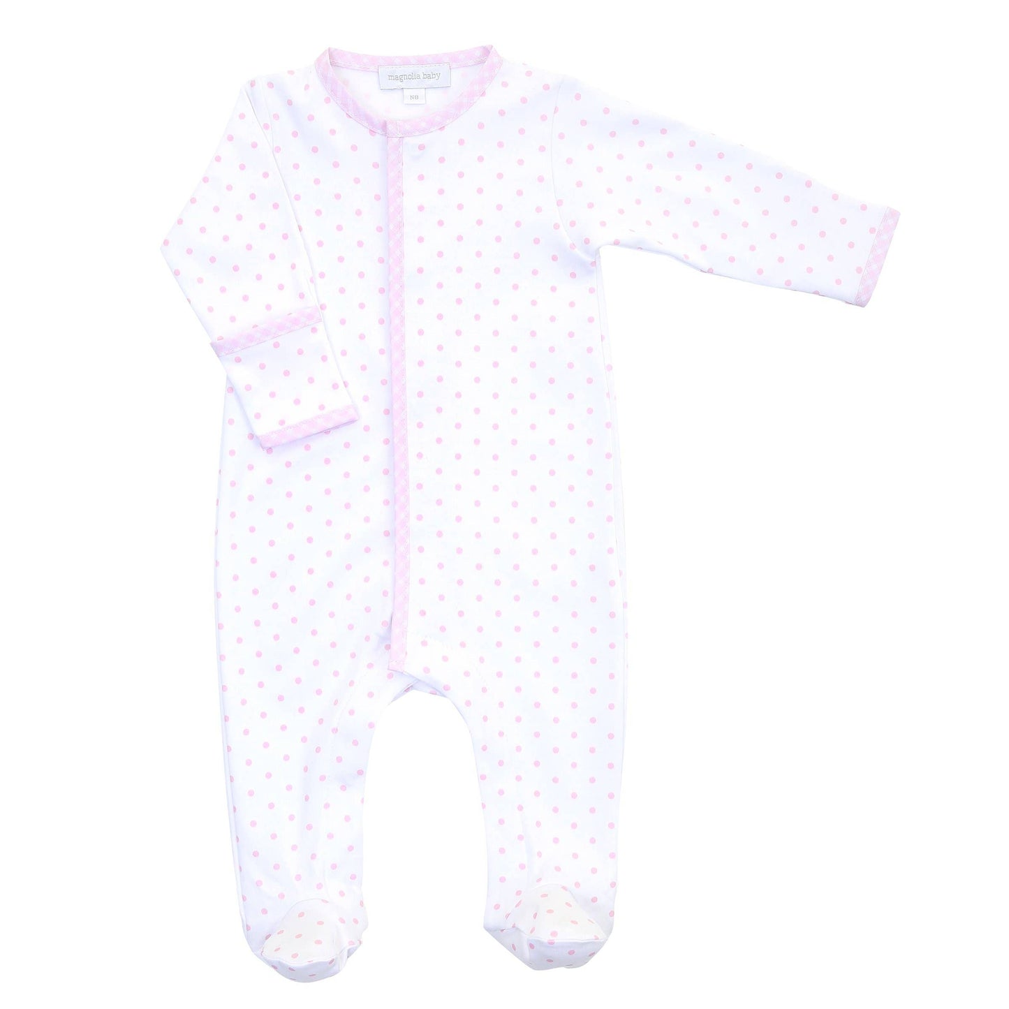 Gingham Dots Footie - Pink: Pink / Newborn