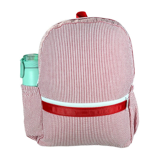 Red Seersucker Medium Backpack w/ Pocket | Mint