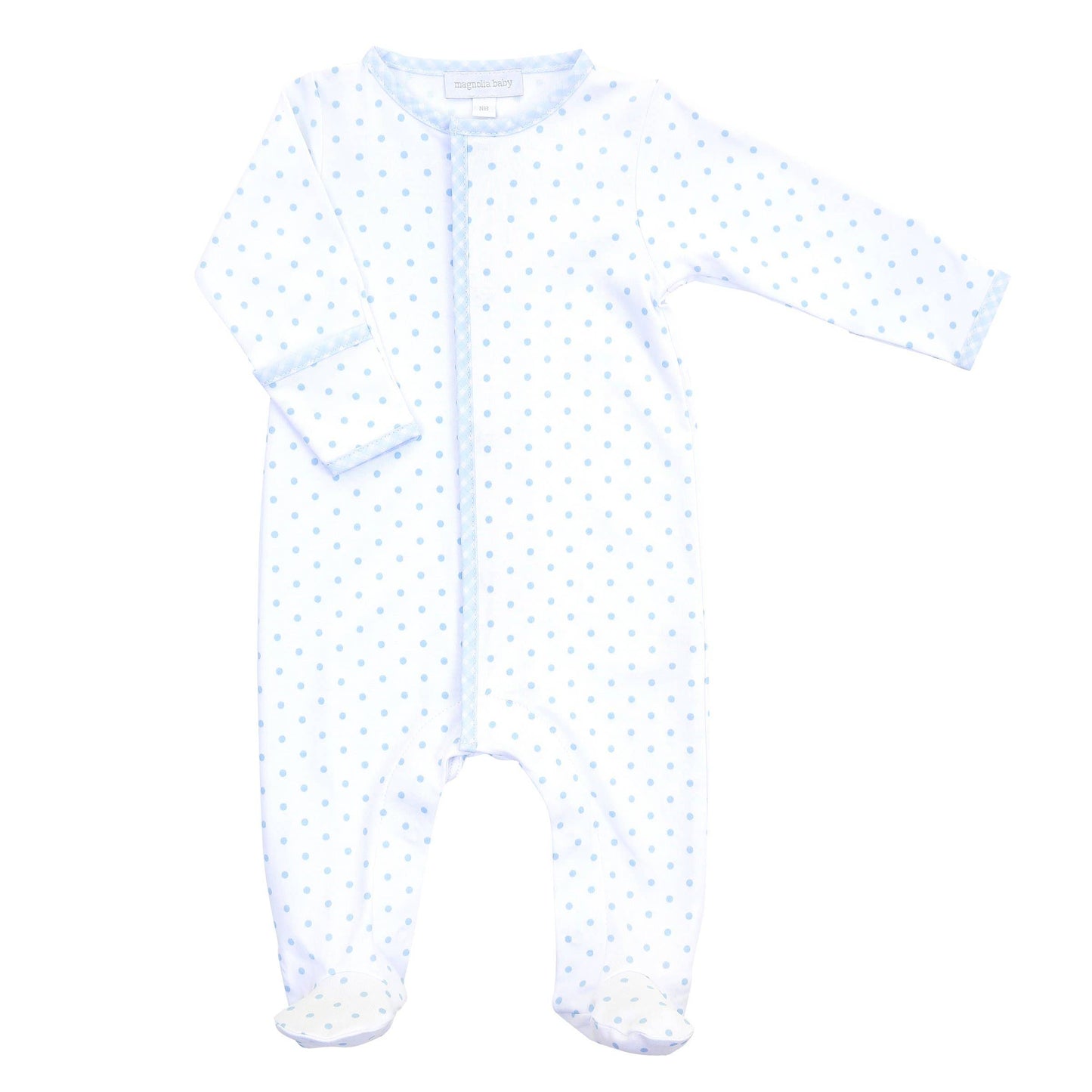 Gingham Dots Footie - Blue: Blue / Newborn