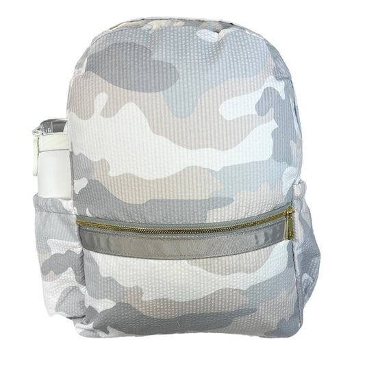 Snow Camo Seersucker Medium Backpack w/ Pocket | Mint