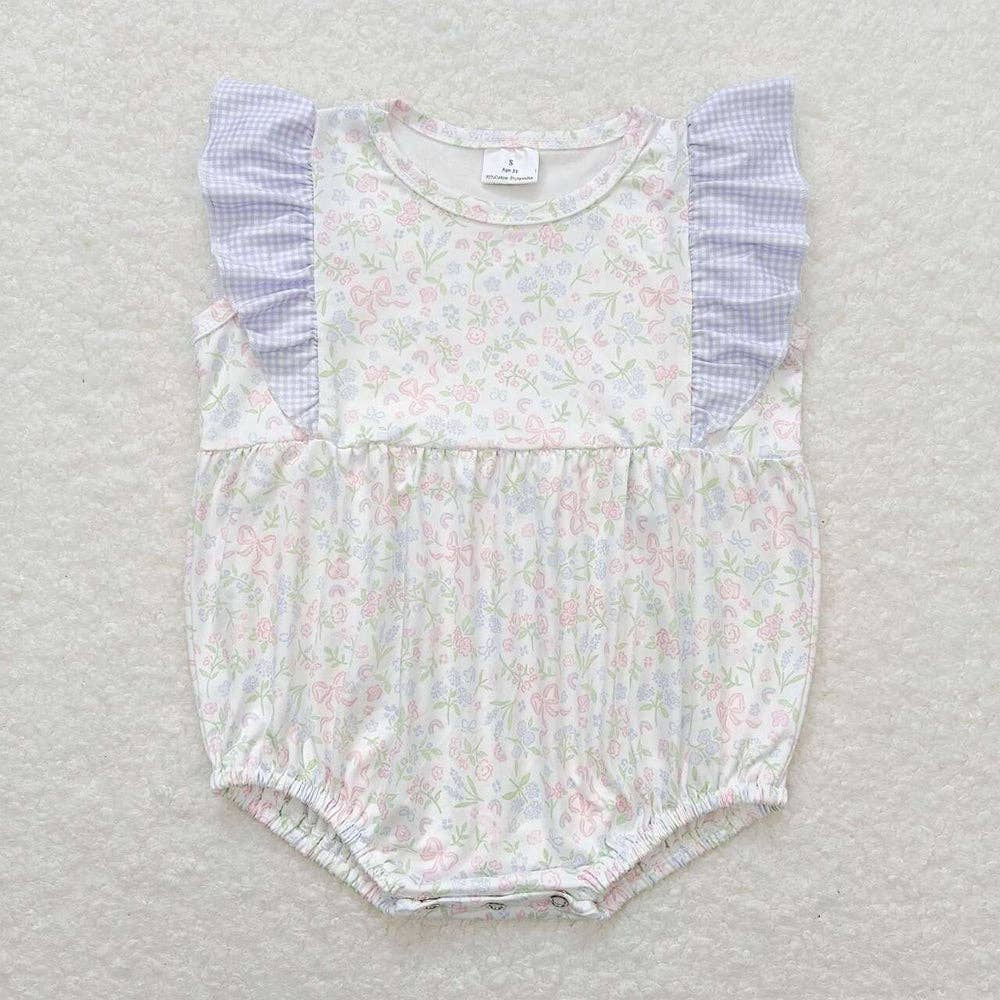 Baby Girls Flowers Bows Ruffle Summer Rompers: 12-18M