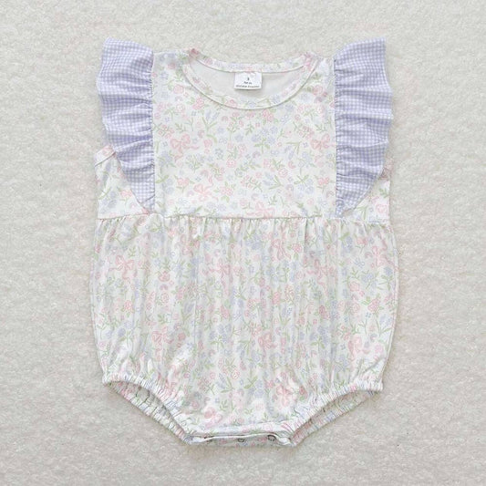 Baby Girls Flowers Bows Ruffle Summer Rompers: 6-12M